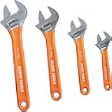 Klein Tools D5074 Adjustable Wrench Set, Extra Capacity, 6-Inch, 8-Inch, 10-Inch, 12-Inch, Forged Alloy Steel, Metric and SAE, 4-Piece