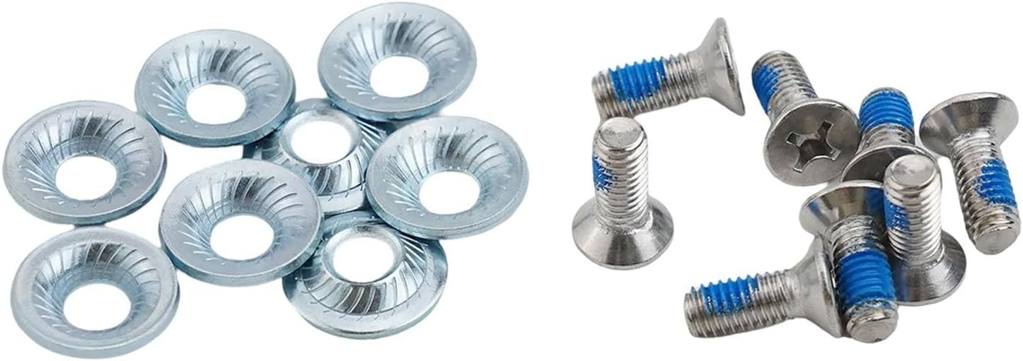 304 Stainless Steel Snowboard Binding Plate Screws Set - M6x17mm Mounting Hardware with Washers for Most Skis and Bindings