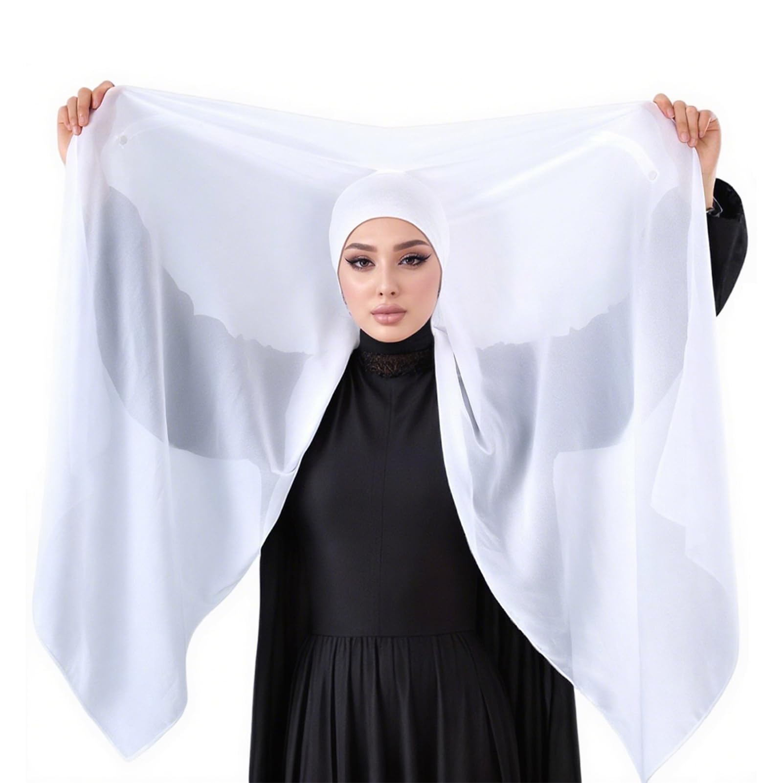 RVROVIC Women Muslim Hijab Adjustable Stretchy Turban Full Cover Breathable Headscarf 3-White