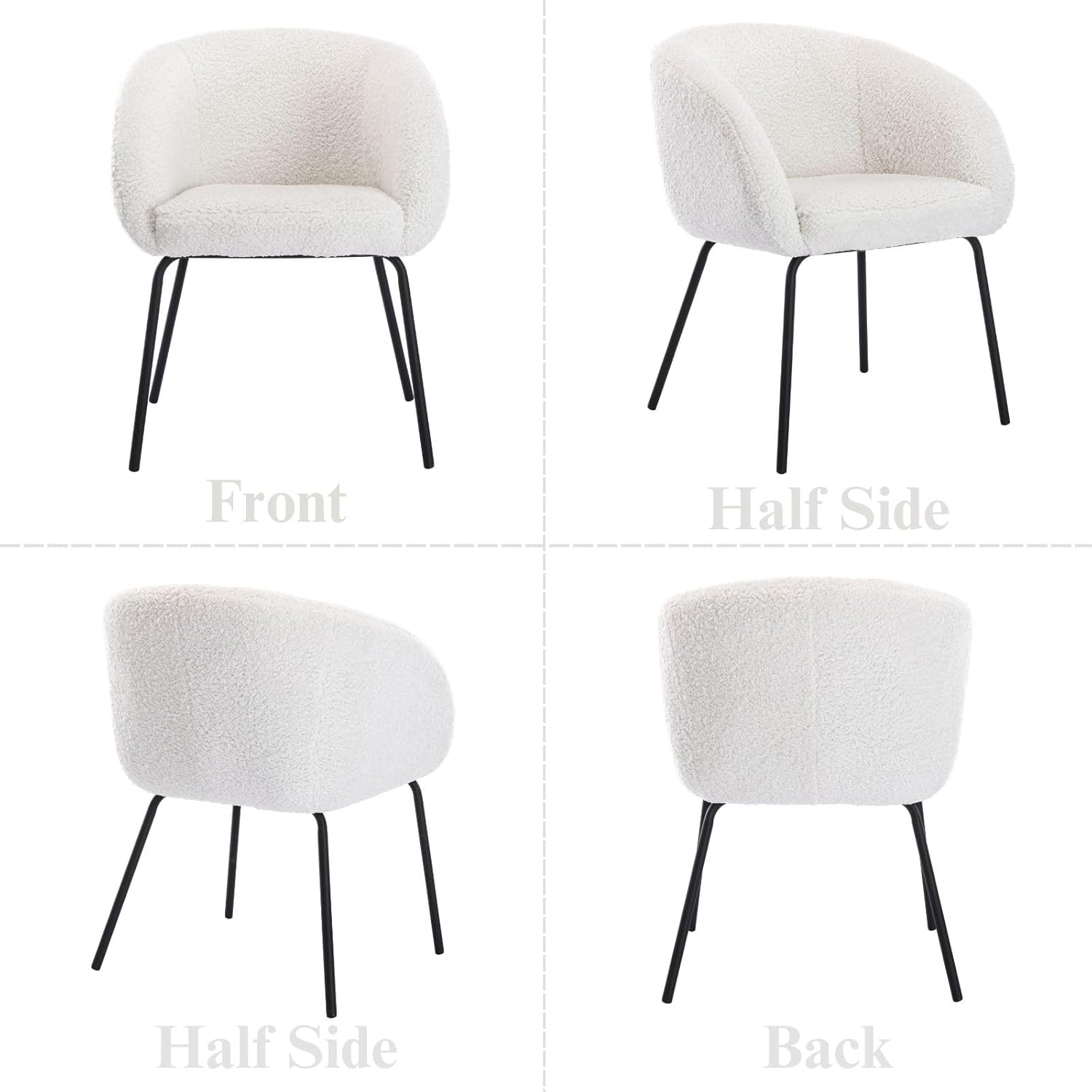 Wahson Faux Fur Armchair Mordern Occasional Tub Chair with Metal Legs Single Accent Chair for Bedroom Living Room