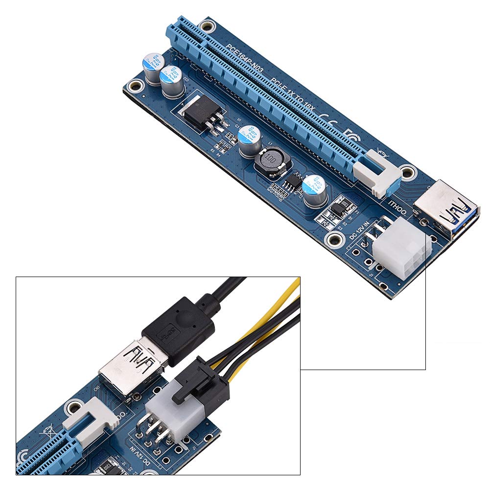 16X Mini PCI-E, karta rozszerzeń Mini PCI-E do PCI Express16x z 4 kondensatorami półprzewodnikowymi i 6-pinowym interfejsem do obsługi kart graficznych