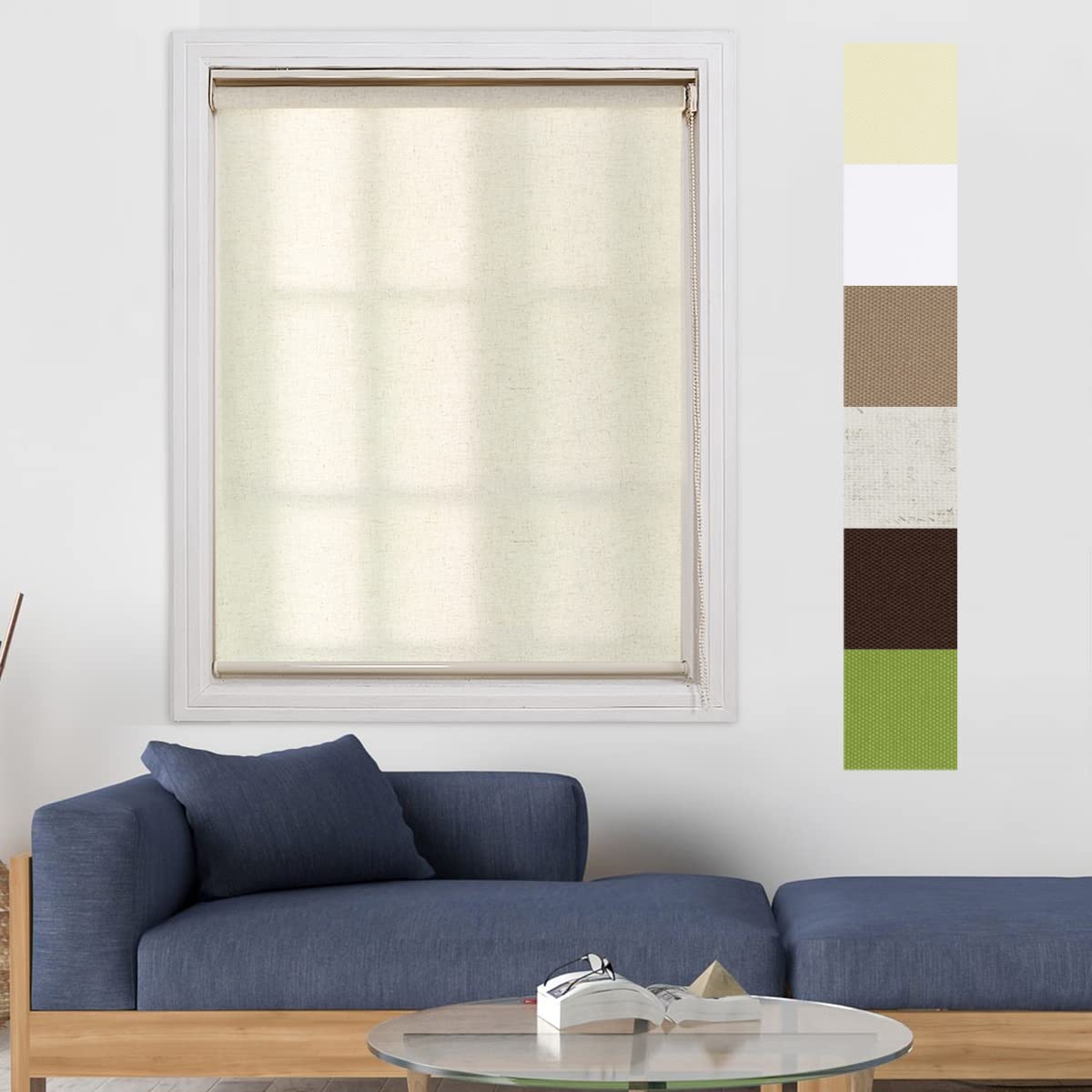 ロールスクリーン 「幅180cm」透過（非遮光）麻スクリーン ロール