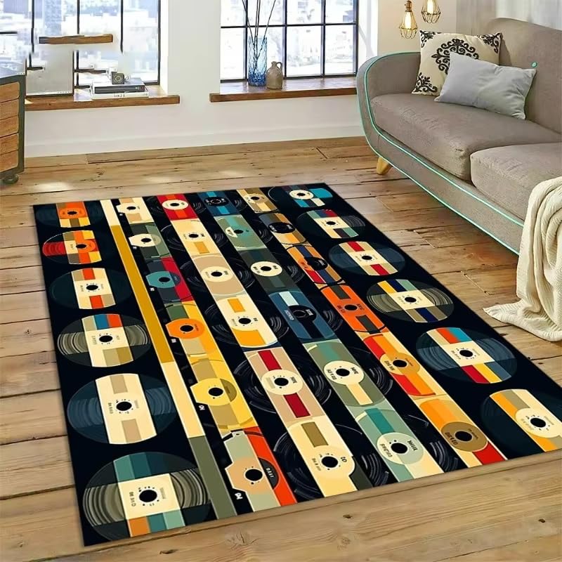 Tapis de sol cassette audio retro 160x230 pour sol froid de salon