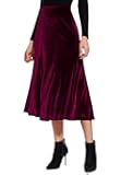 Women’s Elegant Vintage Velvet Midi Skirt Flowy 8-Panel Design