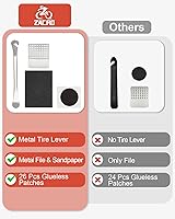 Vista 3 de Zacro Bike Tire Repair Kit, Bike Tube Patch Kit with Stainless Steel Tire Levers, 24 PCS Bike Tube Patches,Metal Rasp, Bike Patch Kit for Mountain