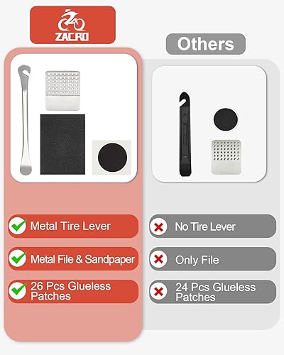 Miniatura 3 de Zacro Bike Tire Repair Kit with Stainless Steel Levers, Bicycle Inner Tube Puncture Patch Kit for MTB E-Bike BMX Scooter