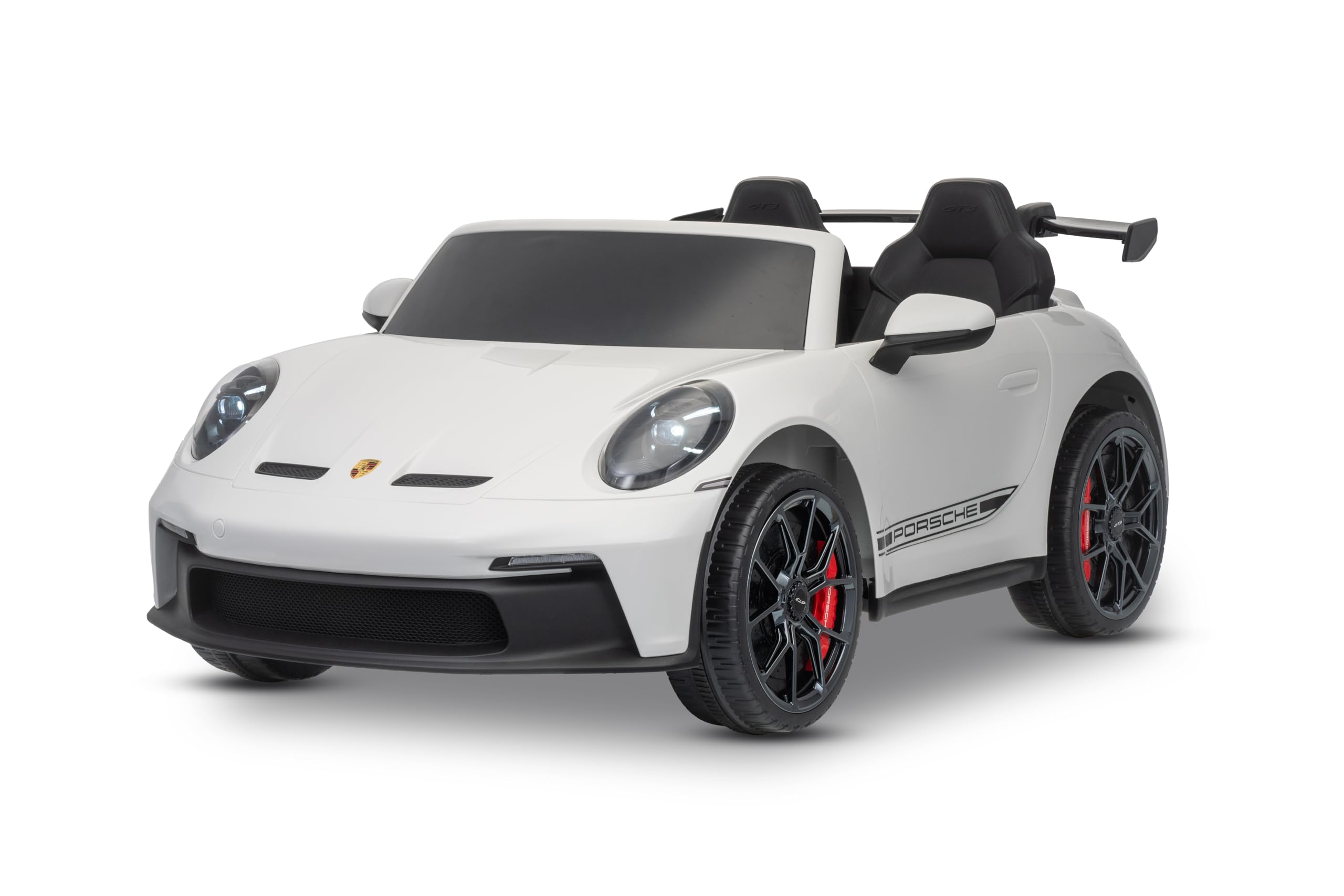 Elektrisches Kinderauto Porsche 911 24V mit 4x4-Antrieb, weiß, Zwei Sitze, 2,4-GHz-Fernbedienung, USB/AUX-Eingang, 200W-Motoren, Federung, Lithium-Batterie, LED-Leuchten vorne und hinten