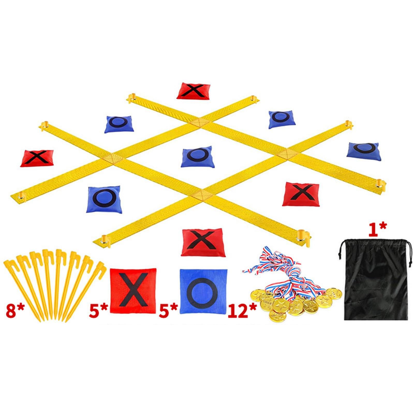 Tic Toe Juego Bolsa Lanzamiento Set Lanzamiento Objetivo Sandbag Juguetes Exterior Nylon Seguro Adecuado para Niños Adultos Juegos Familiares, Tres en Raya Amarillo