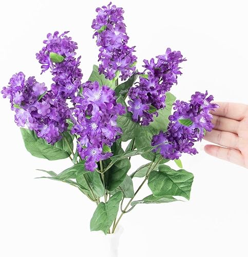 Vista 4 de Factory Direct Craft Arbusto lila artificial morado para arreglos florales de seda y exhibiciones de primavera (19 pulgadas)