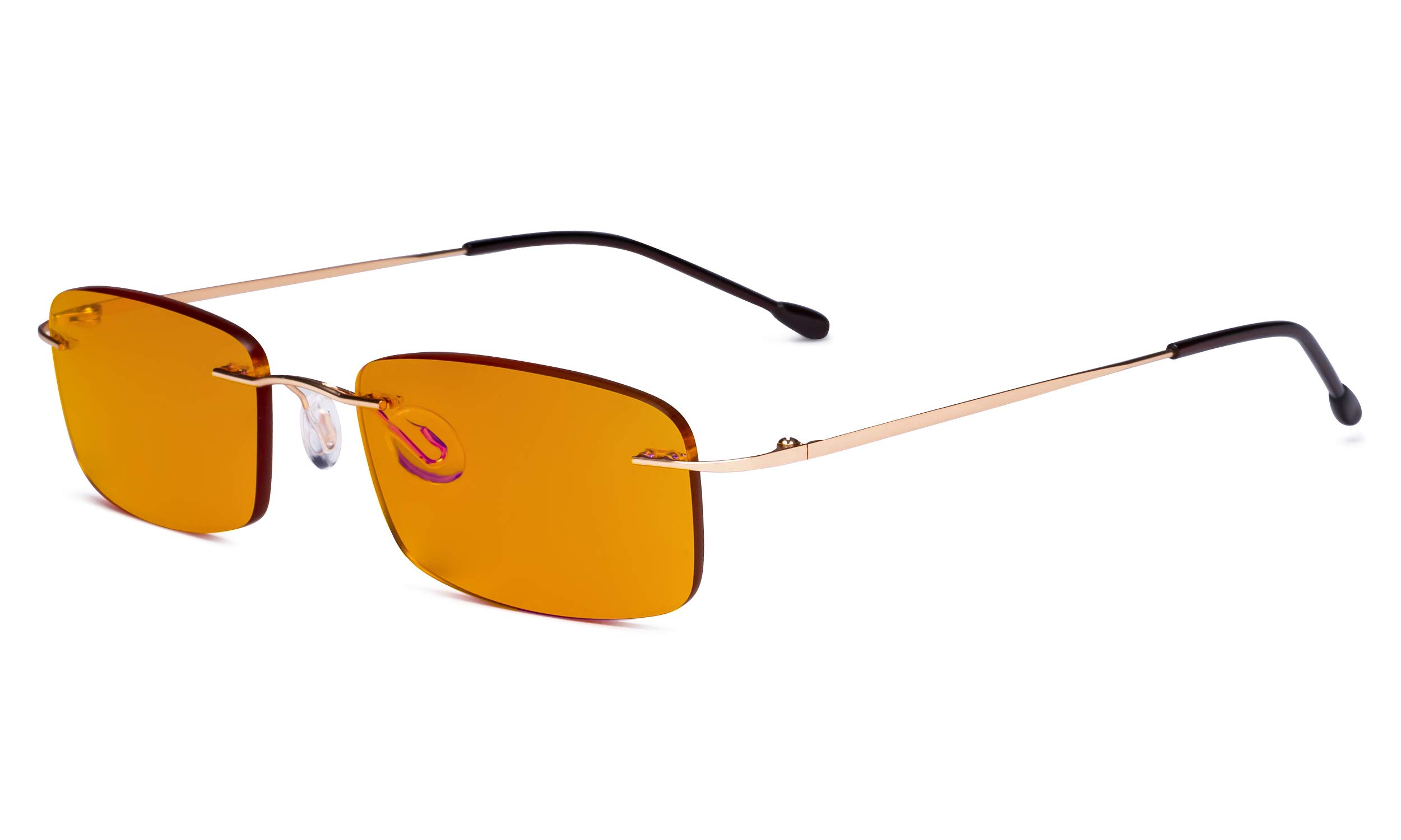 Eyekepper Titanium Rimless Orange Tinted Lenses Computer Reading Glasses Readers Men Women