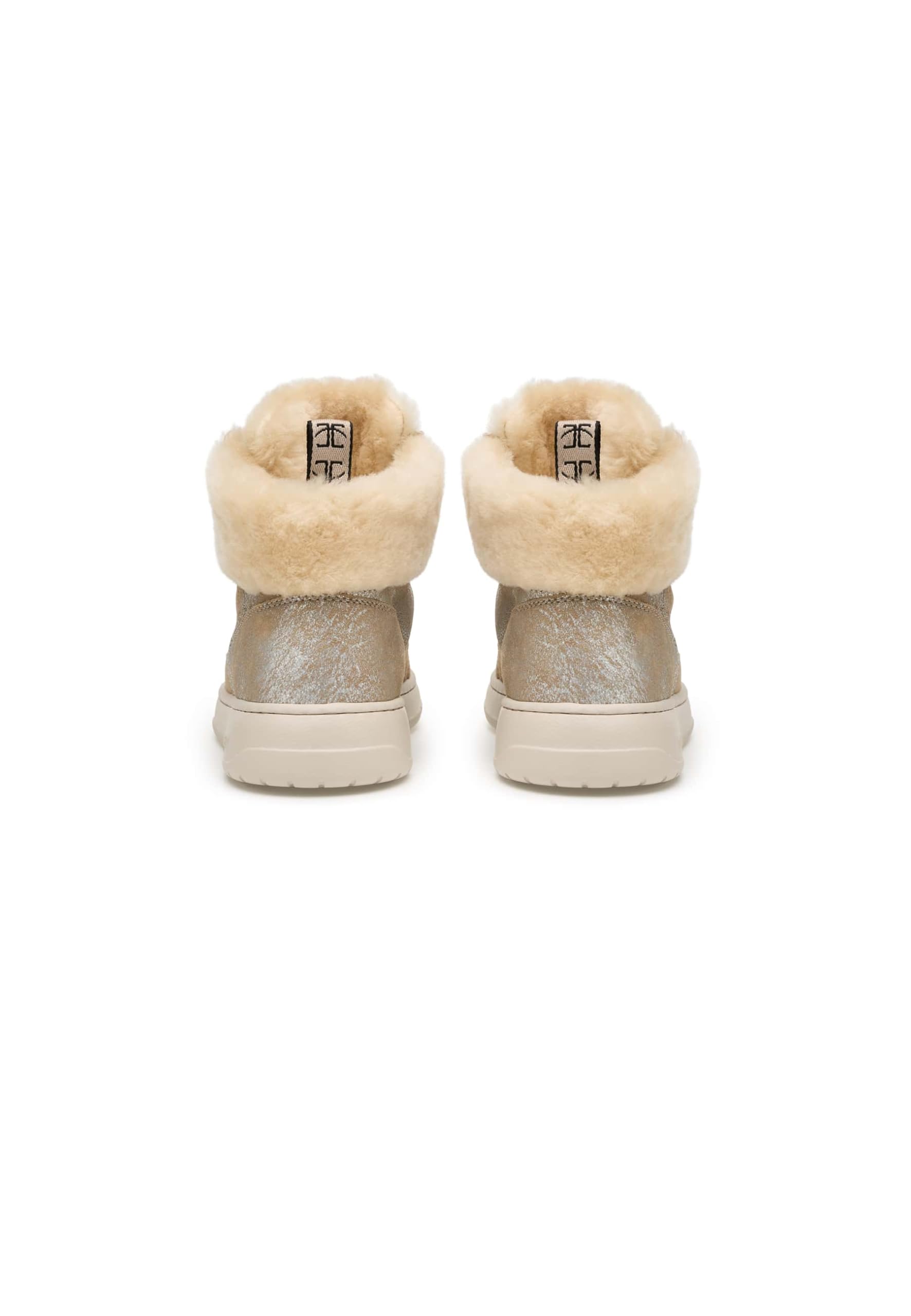 Candice Cooper Vela Mid Fur Metallic Brushed Goat/Shearling Silver-Vanilla, Oxford Plano Mujer