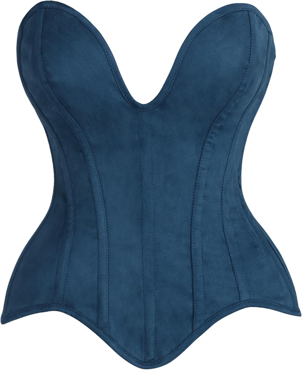 Daisy Corsets Womens Blue Suede Plunge Steel Boned Corset Top & Plus Size Western Fashion Apparel