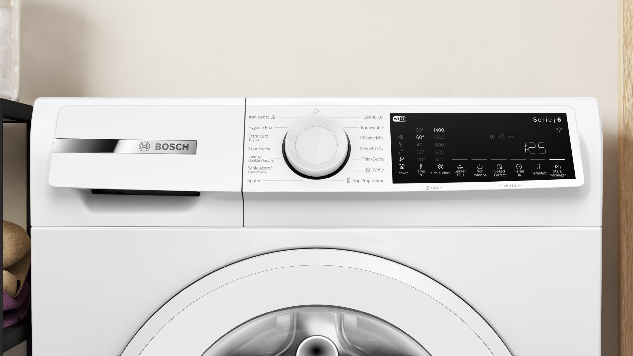 Bosch Serie 6 Smarte Frontlader-Waschmaschine 10 kg 1400 UpM WGJ2540S1 | Iron Assist reduziert Knitterfalten, Fleckenautomatik gegen 4 Flecken, Ariel Express 30 Programm, AquaStop