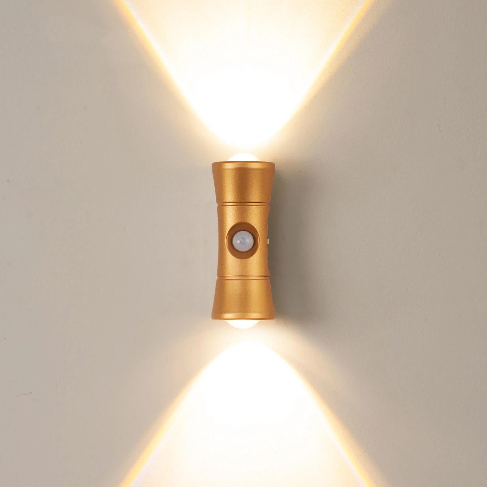 Motion Sensor Night Light, Wireless Rechargeable Wall Lights(Gold)