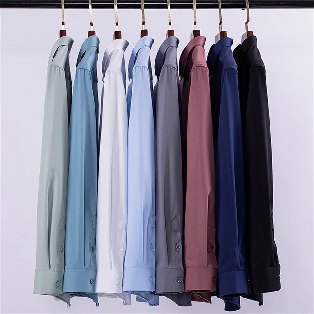 Camisas de vestir para hombre, ajustadas, para negocios, negocios, camisa de manga larga, camisa de oficina, 108, L