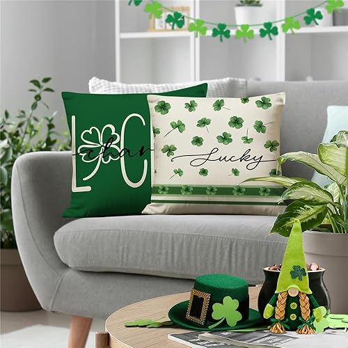 Miniatura 3 de MODOVOS Lucky Charm - Juego de 4 fundas de almohada de 18 x 18 pulgadas, diseño de trébol de whisky irlandés, decoración del día de San Patricio,