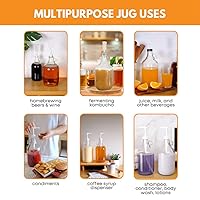 Vista 6 de Botella de agua de vidrio marca Home Brew Ohio, incluye tapa de rosca metálica de 1,5", capacidad de 1 galón, 1, Transparente, 1