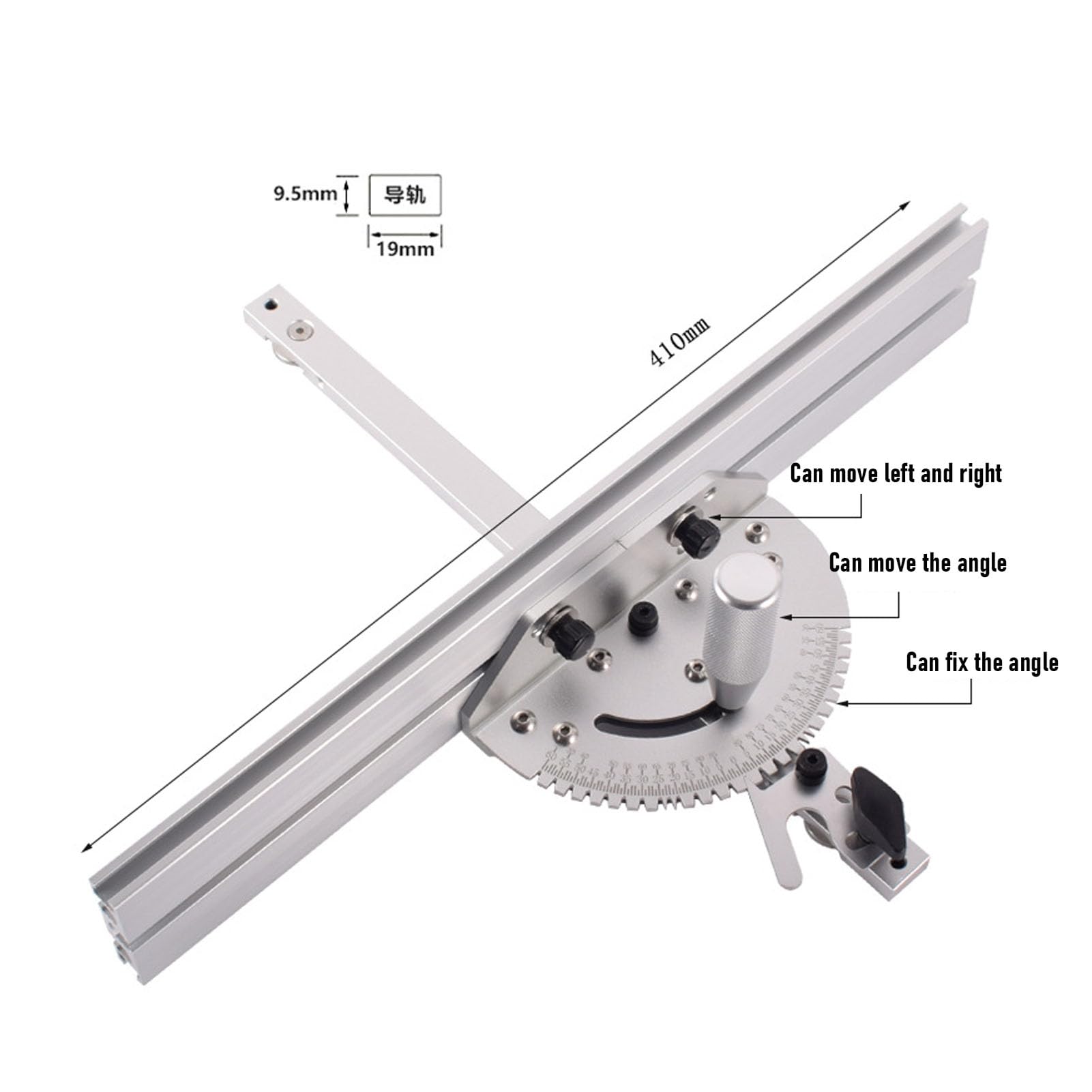 Generic Calibre de Ingletes Universal de Aleación de Aluminio con Barra de Acero para Sierra de Mesa, Cortes de ángulo Precisos para Entusiastas de la Carpintería