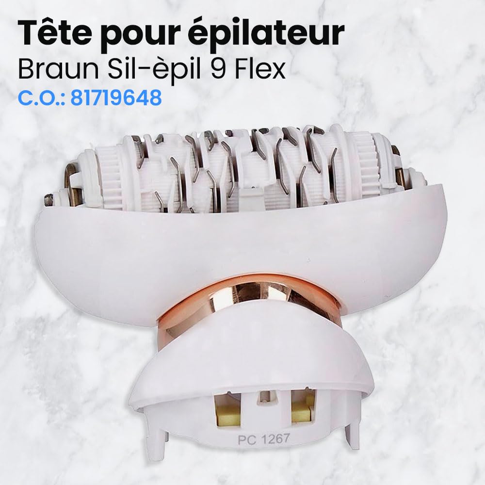 Anakel Home Tête d'épilateur Flex 81719648 Compatible avec Braun Silkepil 9 Flex Type 5380 | Tête Flexible, Technologie Micro-Grip avec 40 Pincettes