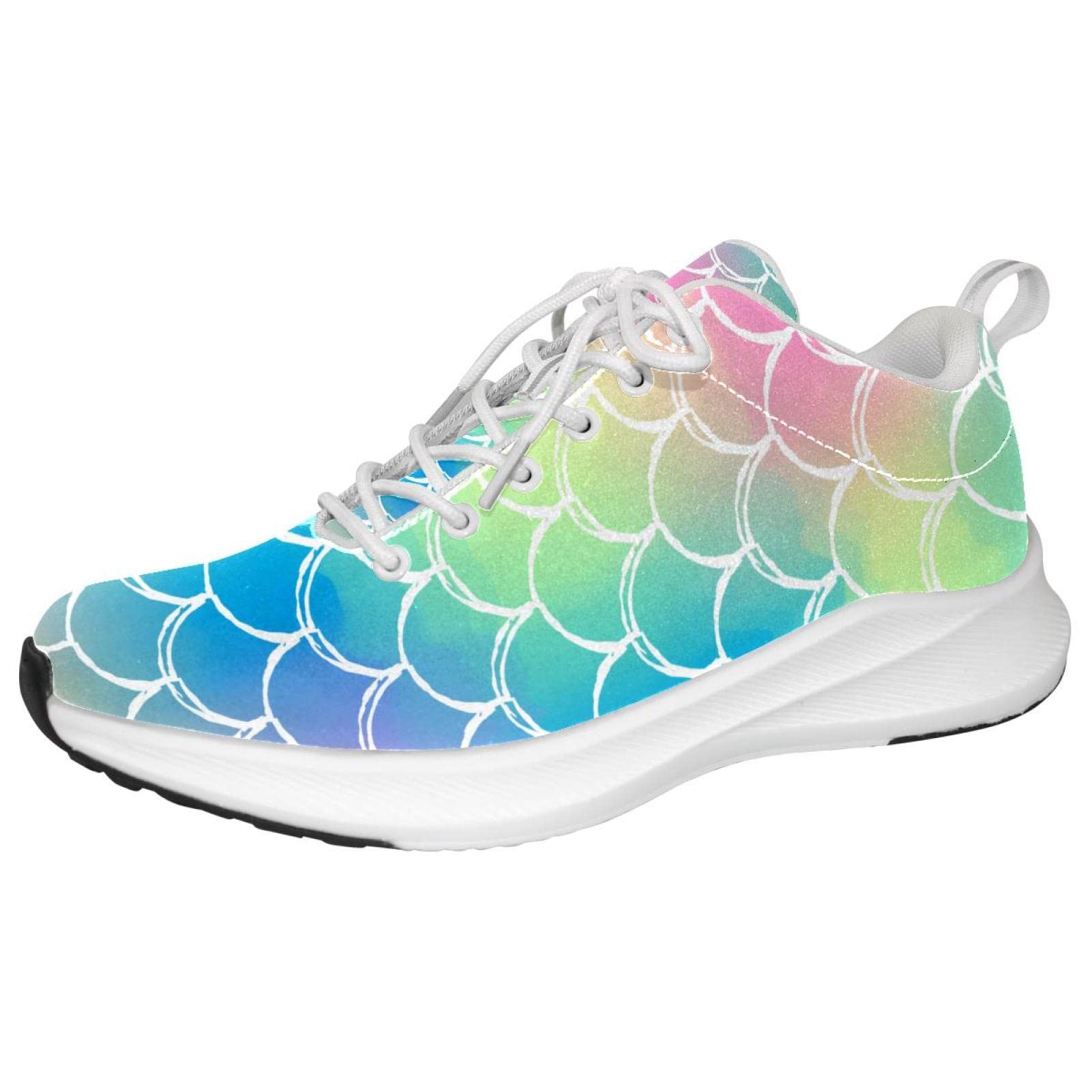 Scarpe da ginnastica uomo personalizzate Scarpe da passeggio leggere Running Athletic Casual Sneakers Mermaid Scale Pattern Colorato, multicolore, 35 1/3 EU