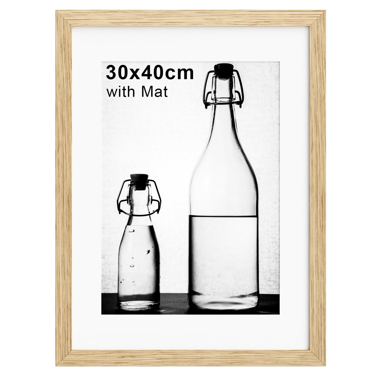Pycisid 30x40cm Picture Frame with White Mount, Natural 12x16 Photo Frame