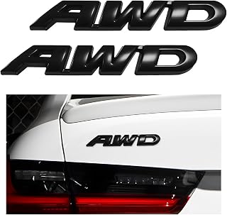 2 PCS AWD Emblem Sticker, 3D Metal Letter Badge Decal for Car Tailgate Side, Non-Fading AWD Emblem Sticker Fit Vehicle Tailgate Side Fenders, Universal Car Accessories (Black)