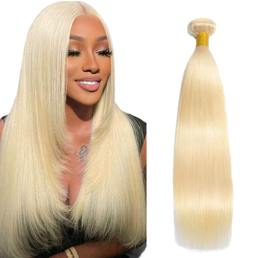 Photo 1 of #613 Human Hair Bundles Straight 1 Bundle Blonde 22 Inch Color 613 Bundles Human Hair Extension 100g Single Bundle Double Weft Unprocessed Brazilian Virgin Hair