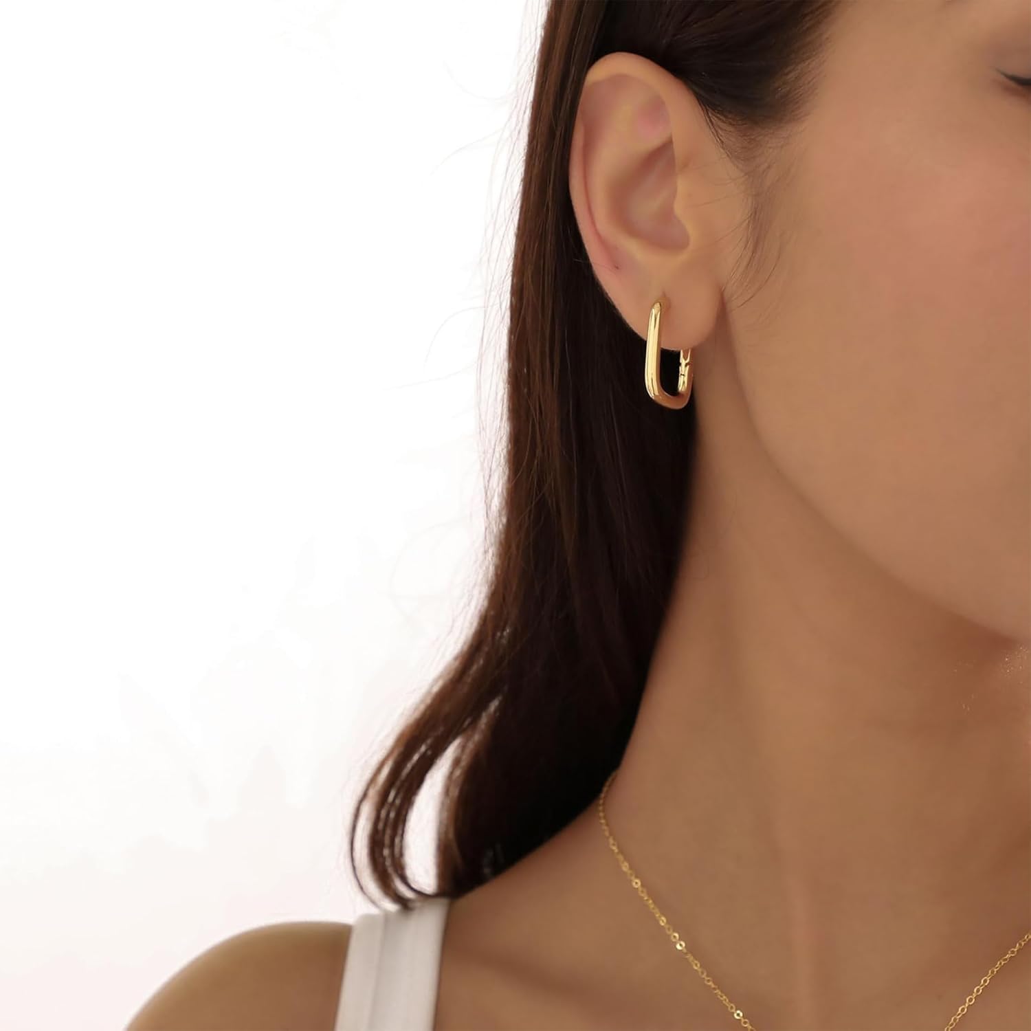 Chunky Gold Stud Earrings for Women 14k Gold Plated Hypoallergenic Earrings Statement Trendy Fashion Gold Jewelry Gifts - Image 2