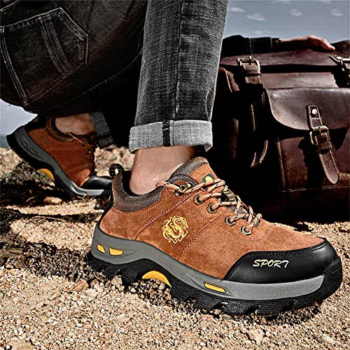 GEXECEUSS Hiking Boots for Men Breathable Non-Slip Casual Low-Top Sneakers for Trailing Trekking Outdoor Leather Walking Shoes3