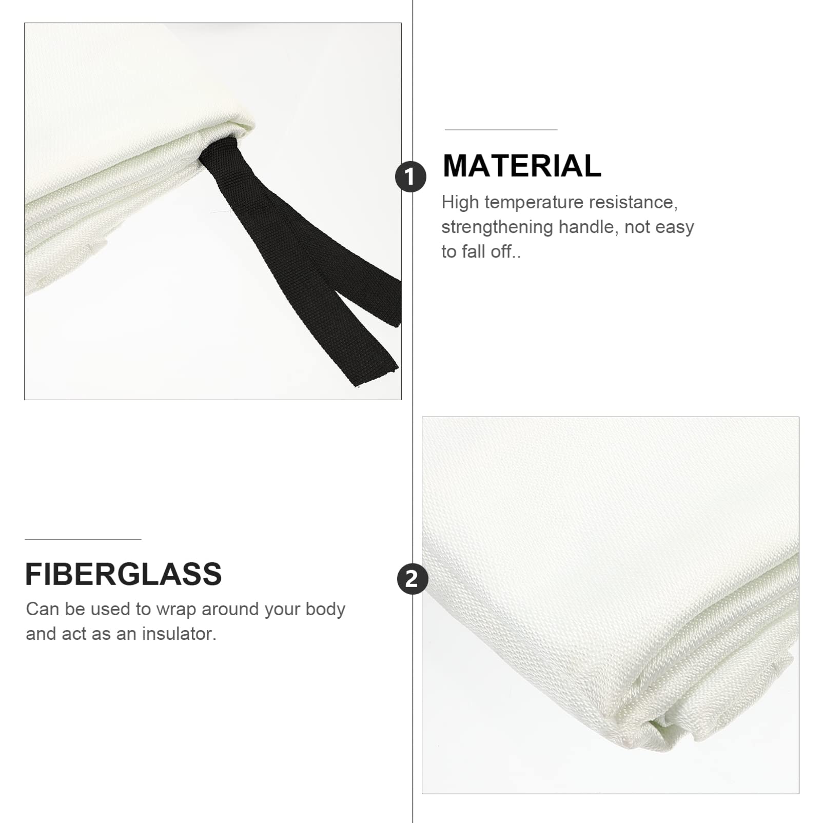 Mikikit Manta Ignífuga de Fibra de Vidrio 1.8x1.8 M Ligera Resistente Altas Temperaturas Correa Reforzada Manta de Emergencia Protección Térmica para Cocina Camping Automóvil Supervivencia