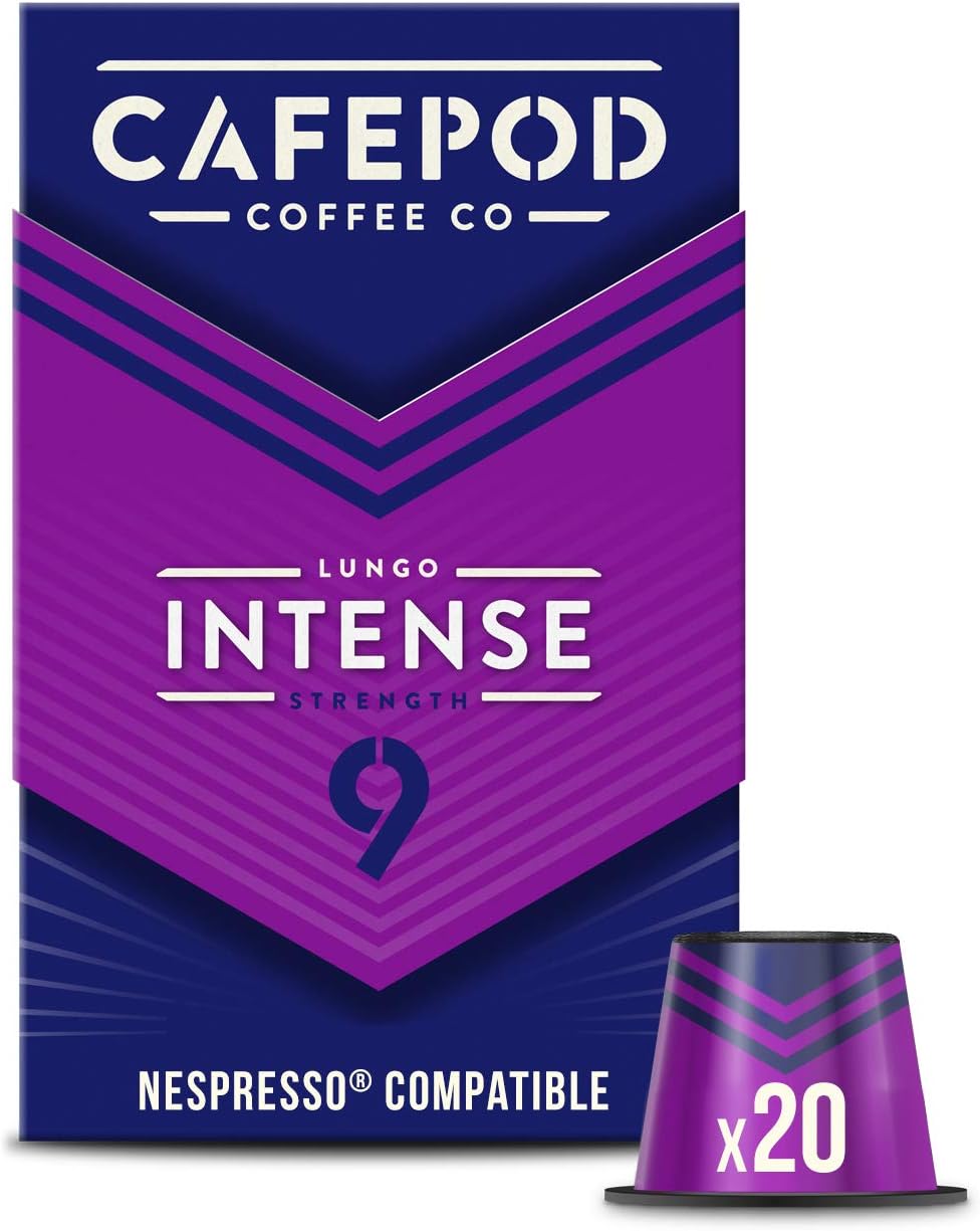 CafePod Nespresso Compatible Coffee Pods - Intense Strength 9 - 6 Packs of 20 Capsules (120 Drinks)