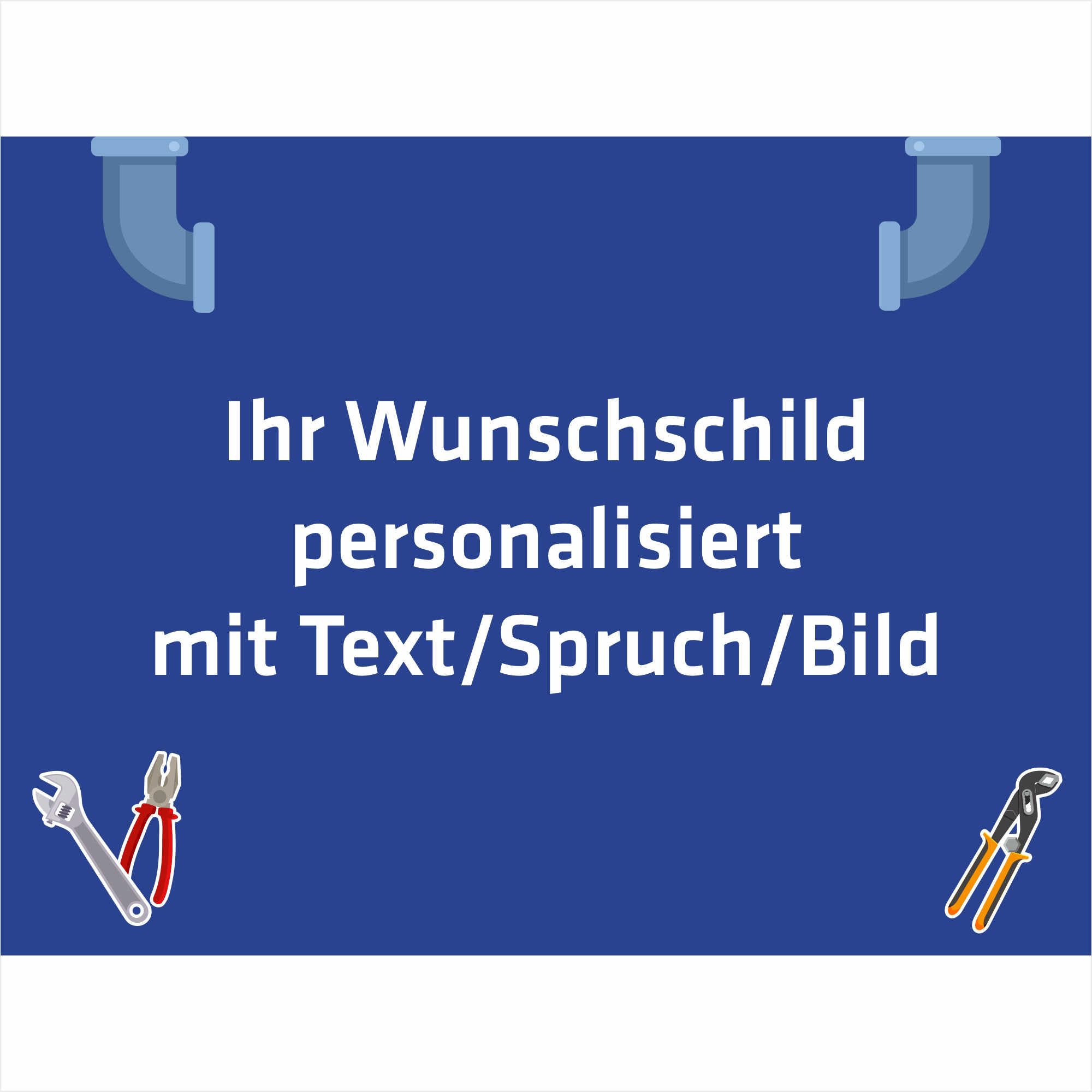 INDIGOS UG - Aluverbundplatte Schild - Beruf - Klempner - 80x60 cm - Firmenschild - wetterfest personalisiert mit Foto, Logo und Text - individuelle Schilder für Tür, Wand, Büro Garage