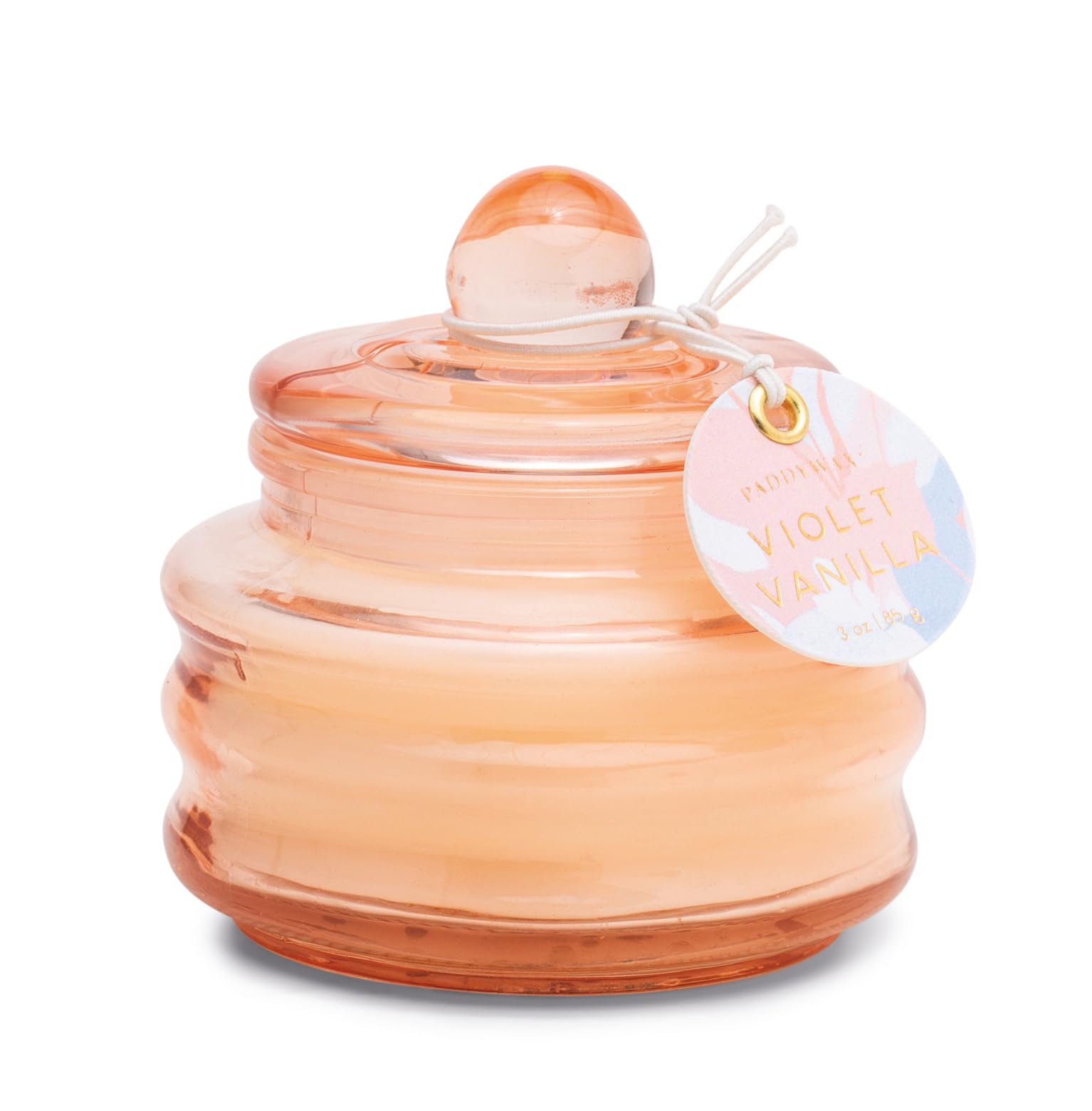 Paddywax Scented Candles Beam Collection Small Artisan Luxury Glass Jar Candle with Lid, 85g, Pink - Violet Vanilla