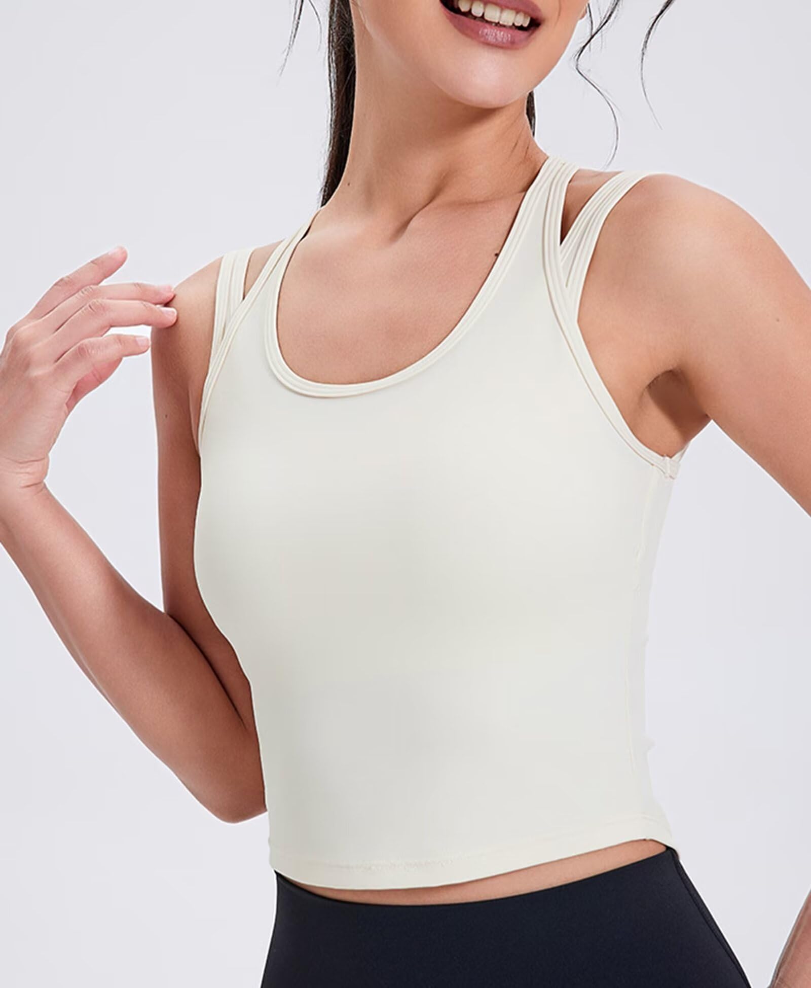 Rivccku Canotte da Allenamento da Donna con Reggiseno Incorporato Canotta Sport Yoga Palestra Camicie Senza Maniche Estate