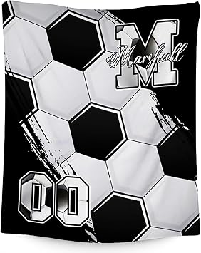 Custom Soccer Blanket, Soft Sport Throw Gifts with Name, Cozy Flannel Throw Blankets for Couch Sofa, 40"x50" Gift for Boys Girls