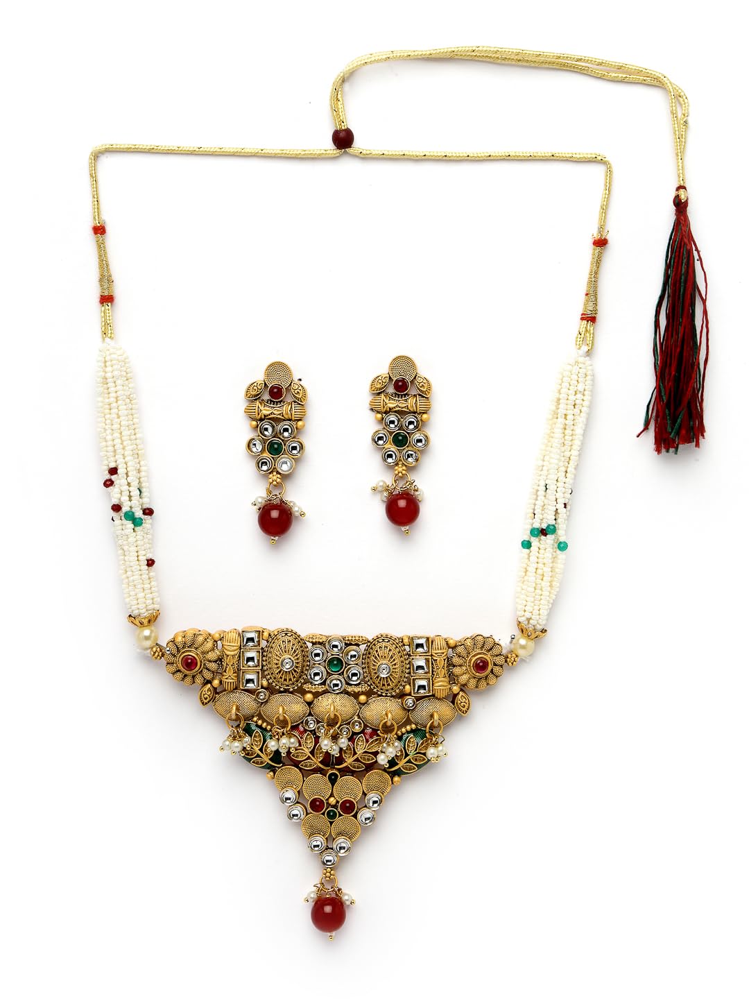 Adiva Latest Stylish Traditional Gold-Plated Kundan Stone Studded Pearls & Beads Meenakari Handcrafted Choker Necklace with Earrings Jewellery Set for Women & Girls (B0CVTYYRX3) Amazon Price History, Amazon Price Tracker
