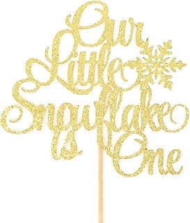 Atelier Elegance Our Little Snowflake is One Cake Topper, Winter 1st Birthday Cake Topper, Snowflake