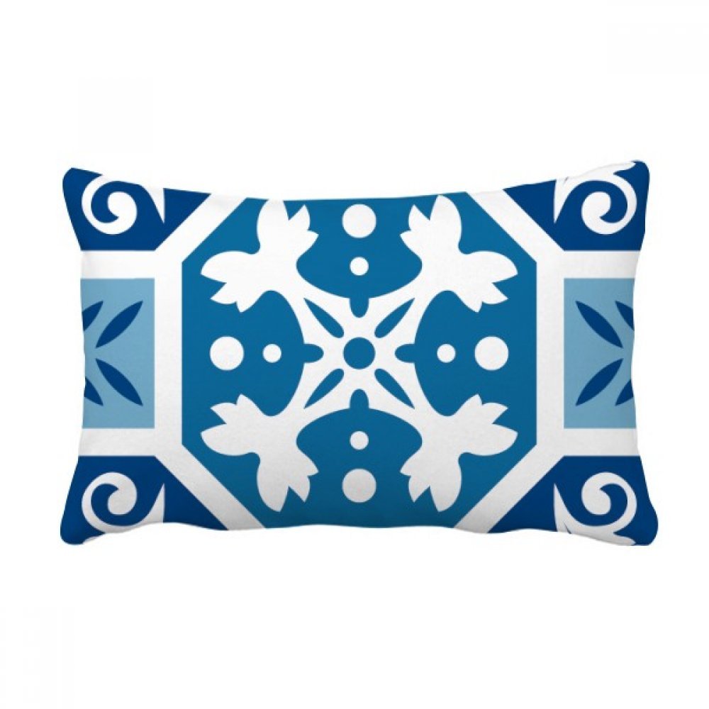 Coussin bleu motif Maroc oreiller lombaire canapé 16x24 pouces