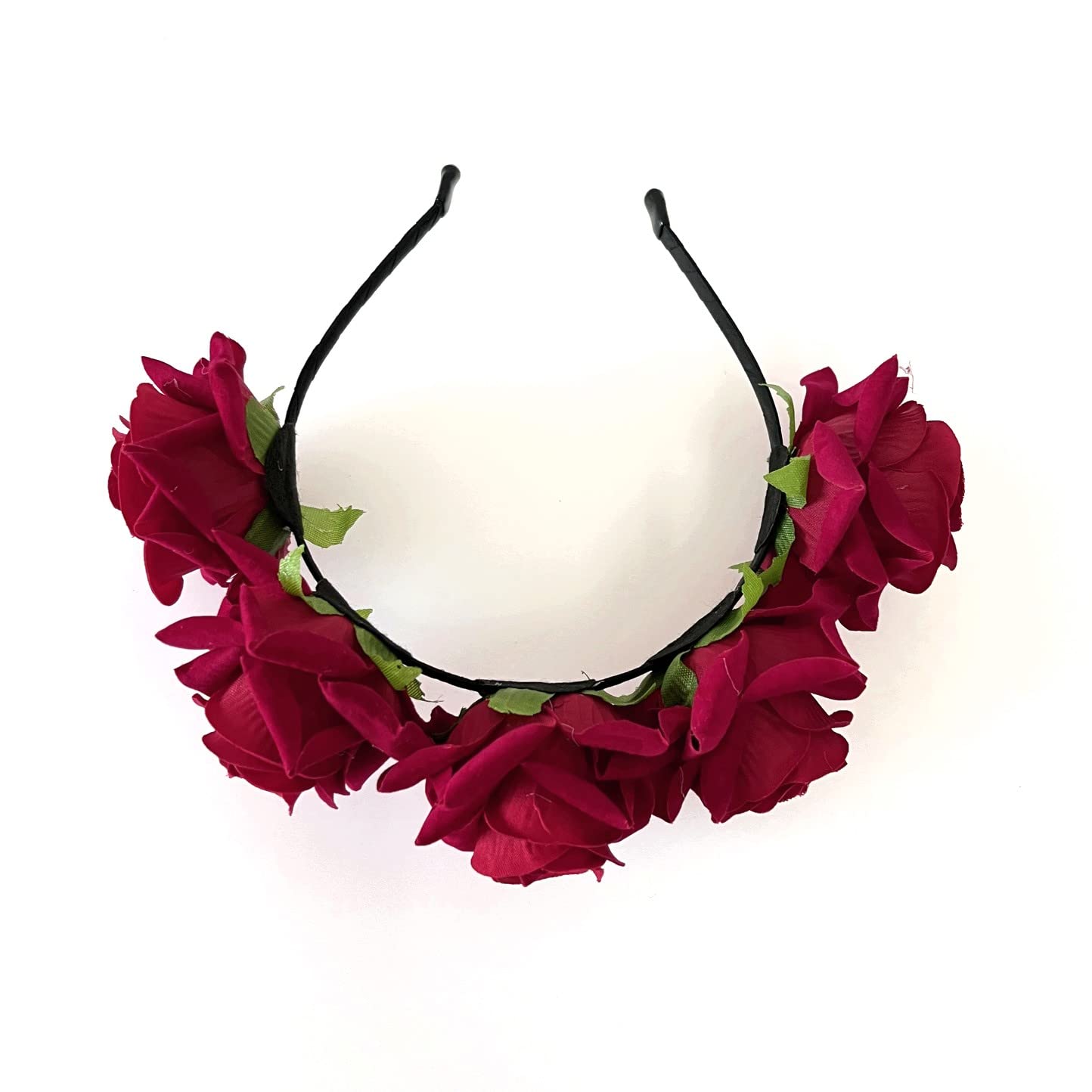 JZK Cerchietto Rose Rosse Capelli Fascia Fiori per Bambina Donna per Dia De Los Muertos Halloween Matrimonio Damigella d'Onore Sposa Corona Fiore