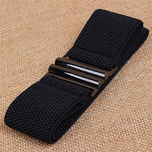 Women's Simple Black Elastic Stretch Wide Waist Belt for Dress (25-39inch)3