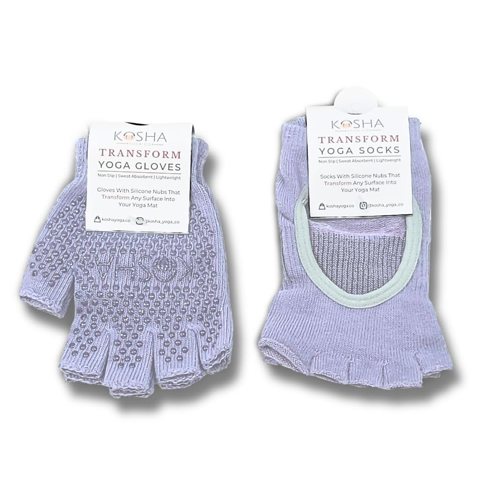 Anti-Skid Yoga Socks & Gloves Set with Silicone Grip for Yoga, Pilates, Stretching & Exercise-image-16