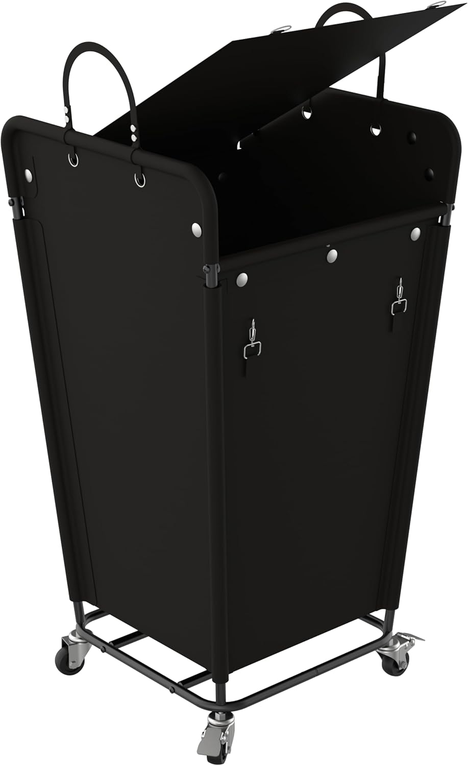 180L Laundry Basket with Wheels, Rolling Clothes Hamper with Privacy Lid & Side Handles, Dirty Clothes Basket with Removable Liner, Steel Frame for Bedroom, Bathroom, Laundry Room （Black）