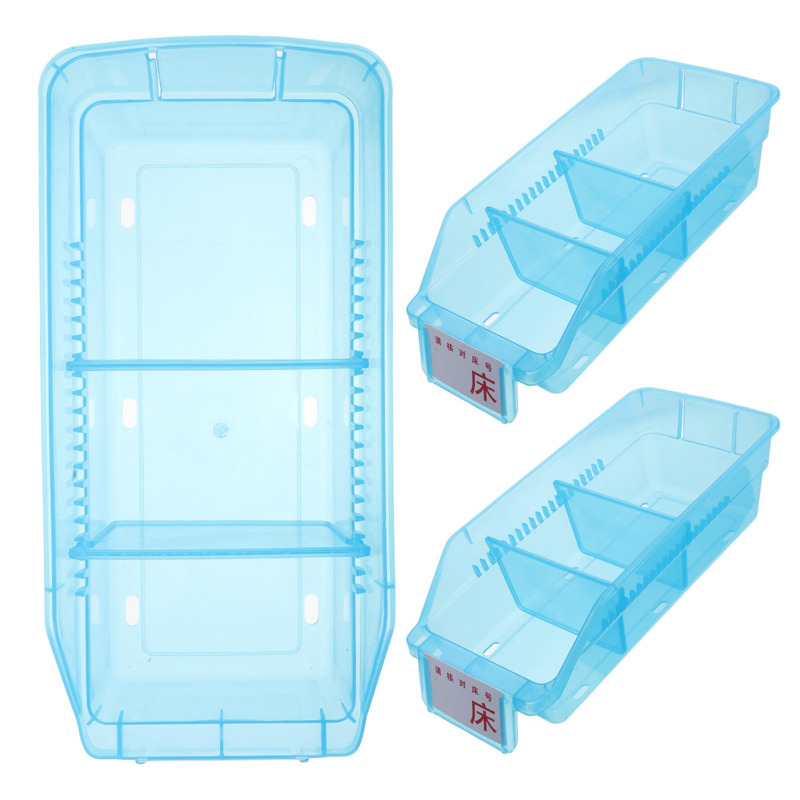 Pilulier distributeur plastique transparent lot de 2 bacs de tri de médicaments empilables
