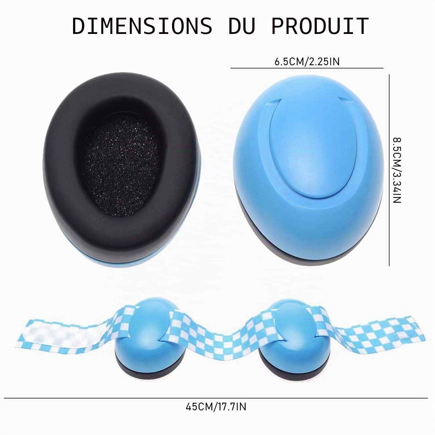 1 protection de l'onglet pour bébé - Arceau doux et réglable - Isolation acoustique - Convient pour les bébés de 0-18 mois (bleu), 7*7*8cm