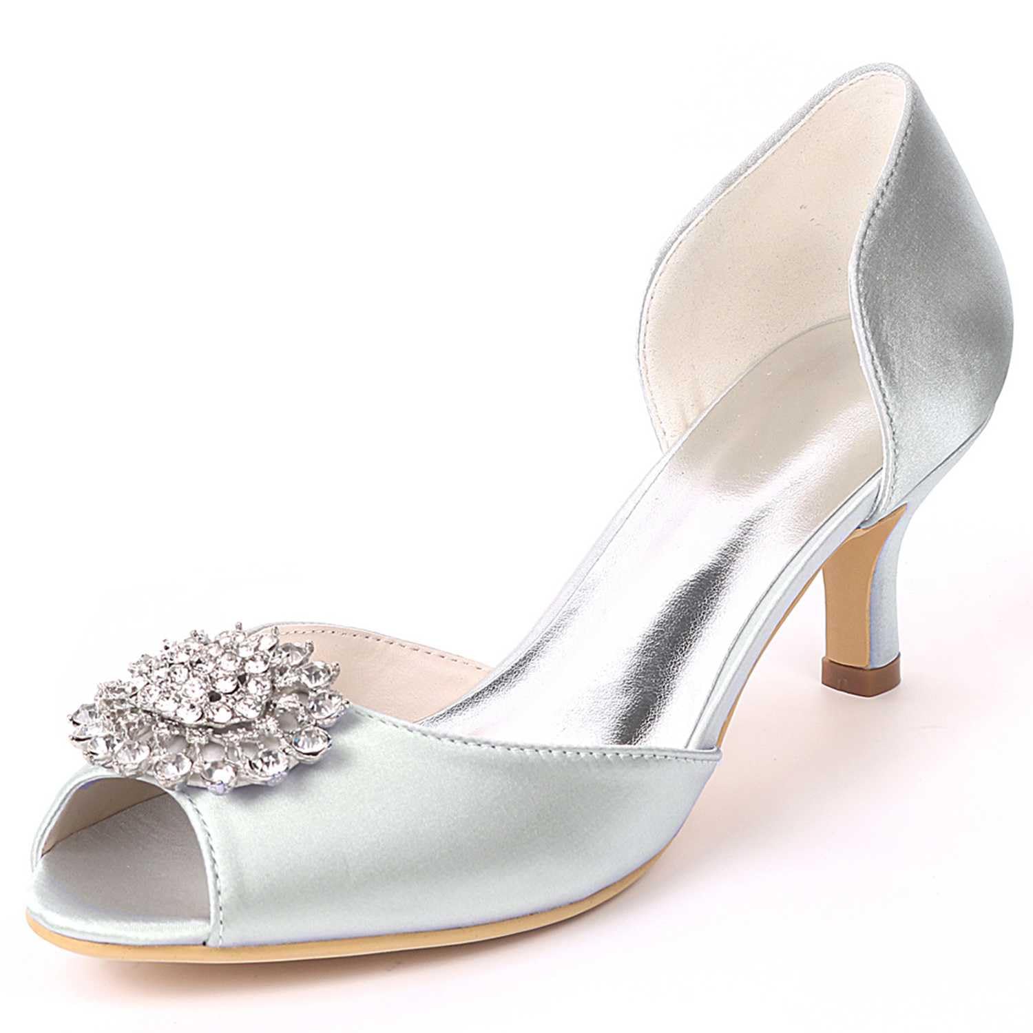 TarfiC Hochzeitsschuhe für Braut mit hohen Absätzen, Bridal-Schuhe mit Strasssteinchen, Hochzeits-Pumps aus Satin für Damen, Abendschuhe
