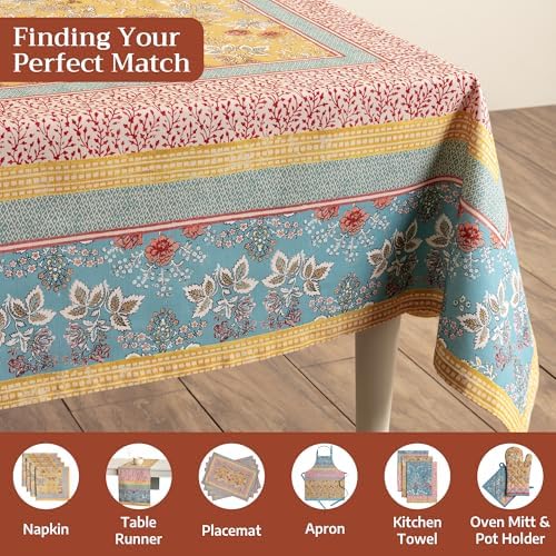 Maison d' Hermine Table Cloth Rectangle Table 100% Cotton 60 x 120 Inches Tablecloth Reusable Decorative for Dining Kitchen Room Farmhouse Party Home Hotel Restaurant Spring Summer - Marquise - 3