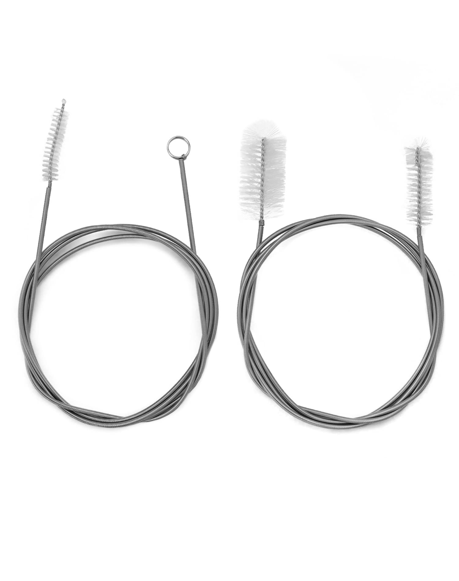Qwork Silver Qwork® 2Pcs Straw Cleaner Brush, Long Pipe Cleaner, Used For Kitchen Pipe Cleaning, Refrigerator Drain Hole, Sink Cleaning, 155Cm