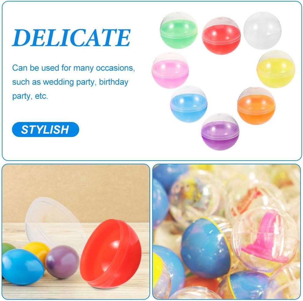 100 Pcs Colored Translucent Capsules 1.77 Inch Empty Round Plastic Containers For Vending Machines Party Favors DIY Prize Fillable Toys Bulk Assorted