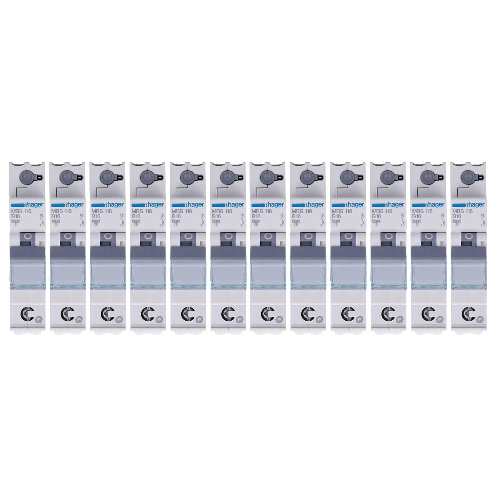 12x Hager MBS116 LS-Schalter 1polig MBS 116 b 16a b16 Automat