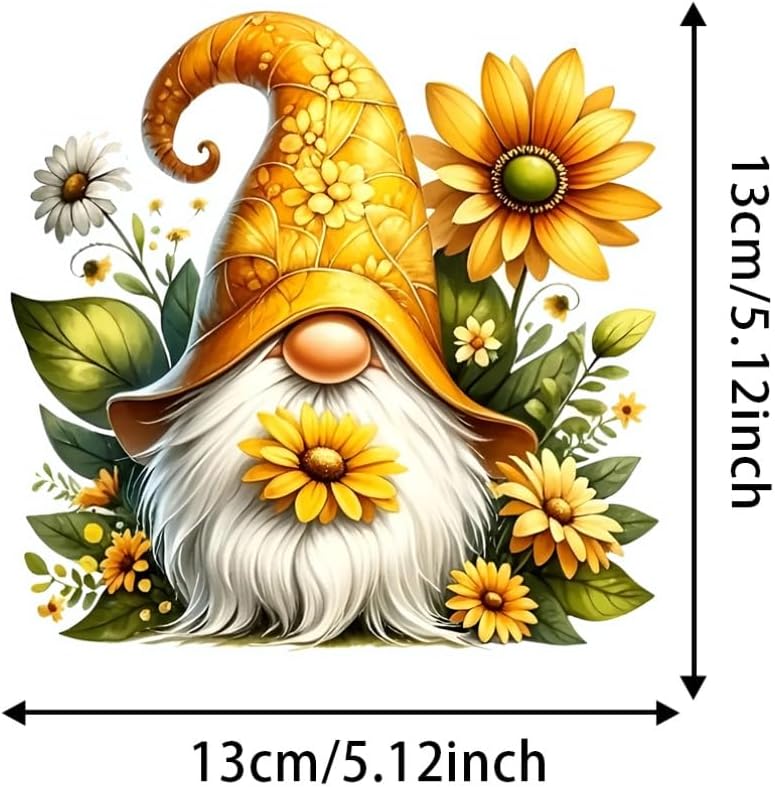 2pcs Sunflower Gnome Vinyl Sticker, 5.12''x5.12'', Vibrant Cartoon Decal for Cars, Trucks, Motorcycles, Laptops,Waterproof PVC Material | CZ103 - Image 3